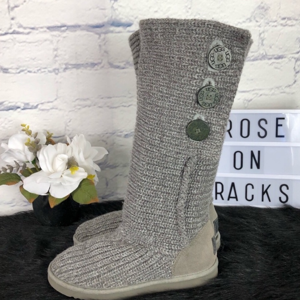 Ugg Cardy Sweater Boot 3 Button Gray Size 8 - image 3